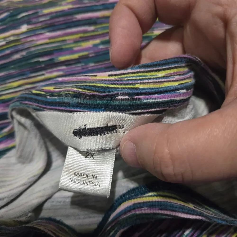 Christopher Banks 2X Multicolor Twist Front Top Plus Size - Picture 3 of 9